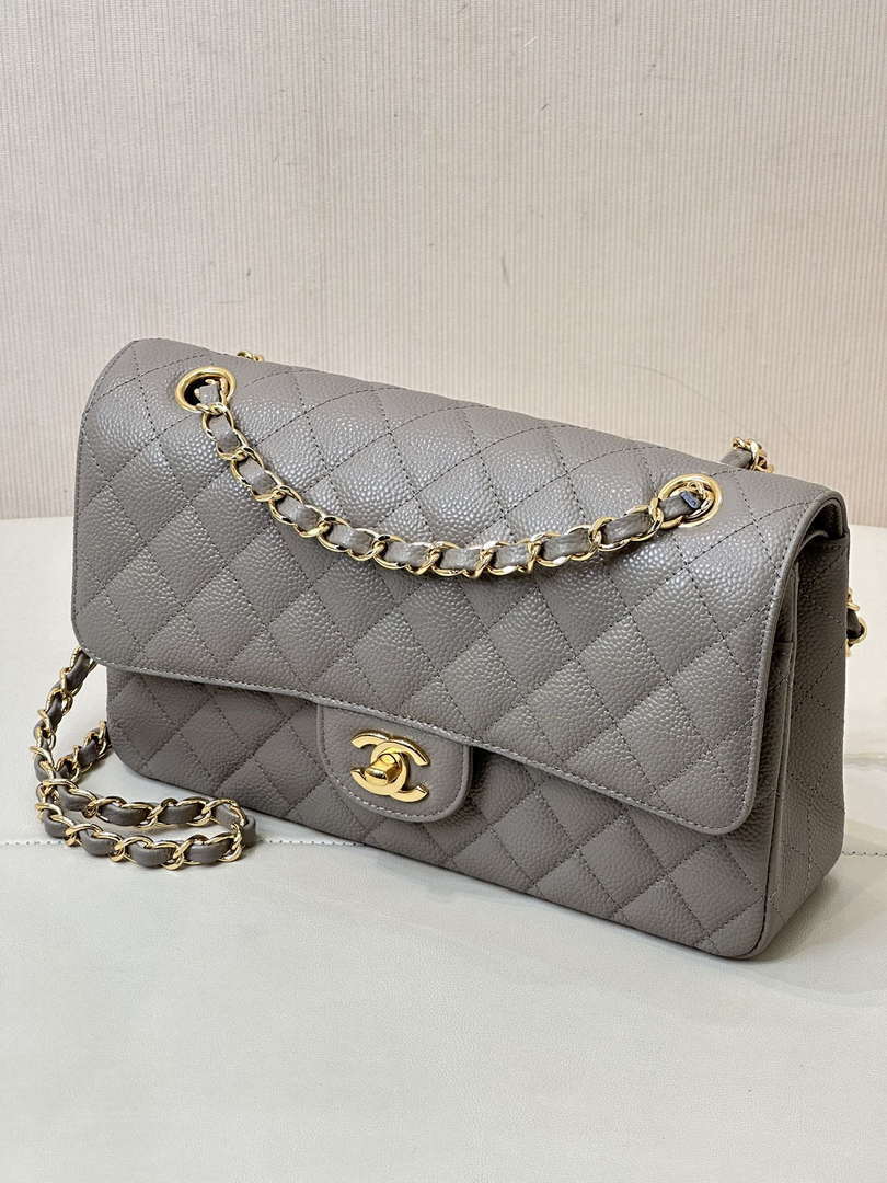 Chanel A01112 Flap Classic 11.12 Handbag Calfskin Sewing Elephant Gray