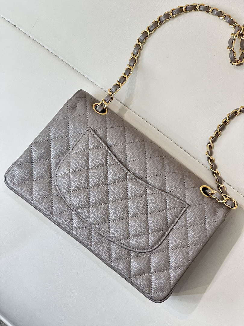 Chanel A01112 Flap Classic 11.12 Handbag Calfskin Sewing Elephant Gray - Gold - View 16