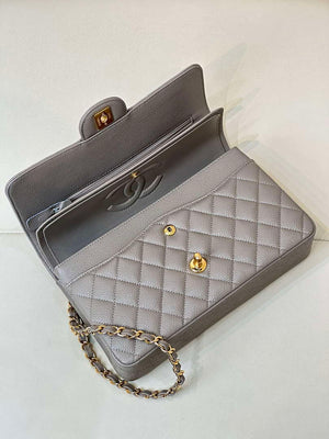 Chanel A01112 Flap Classic 11.12 Handbag Calfskin Sewing Elephant Gray - Gold - View 17
