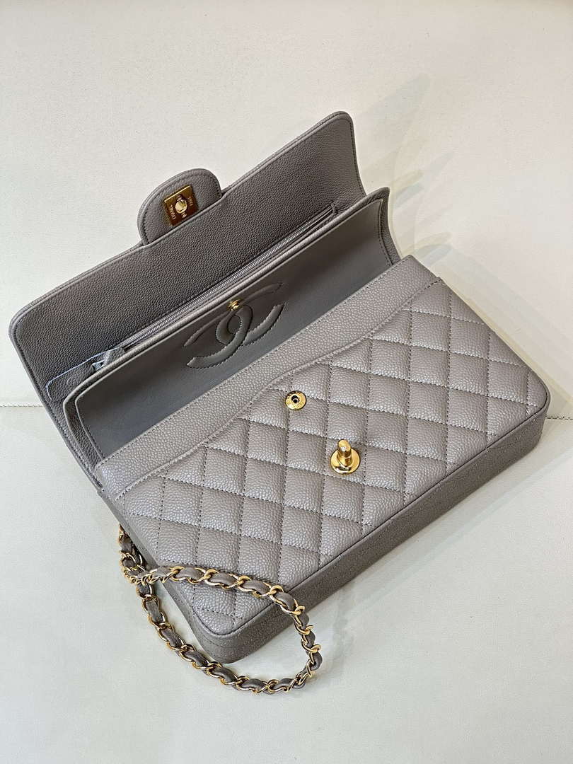 Chanel A01112 Flap Classic 11.12 Handbag Calfskin Sewing Elephant Gray
