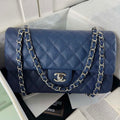 Chanel A01112 Flap Classic 11.12 Handbag Calfskin & Light Gold-Tone Metal Dark Blue - Default Title - View 1