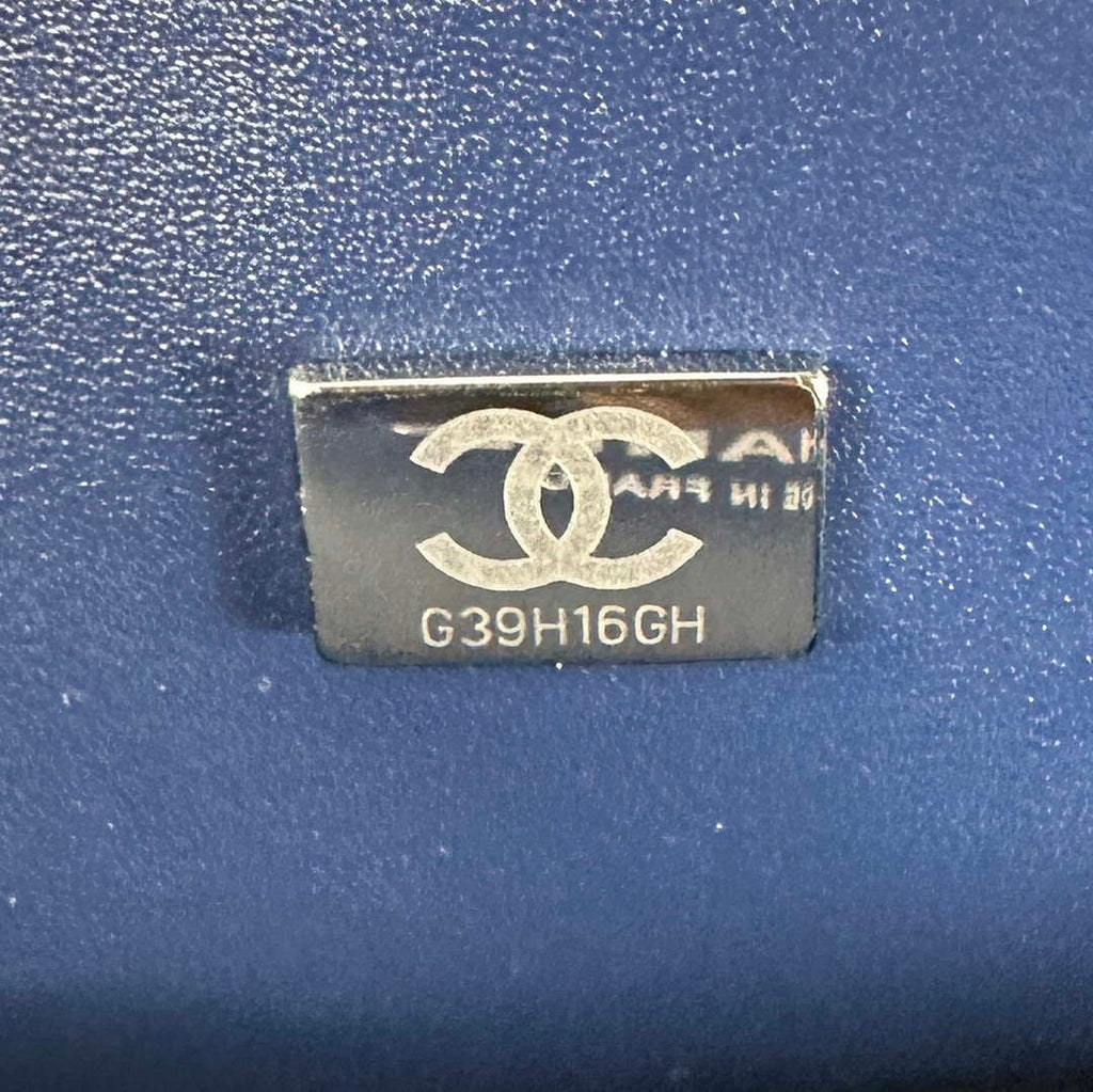 Chanel A01112 Flap Classic 11.12 Handbag Calfskin & Light Gold-Tone Metal Dark Blue