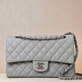 Chanel A01112 Flap Classic 11.12 Handbag Calfskin & Silver-Tone Metal Gray - Default Title - View 1