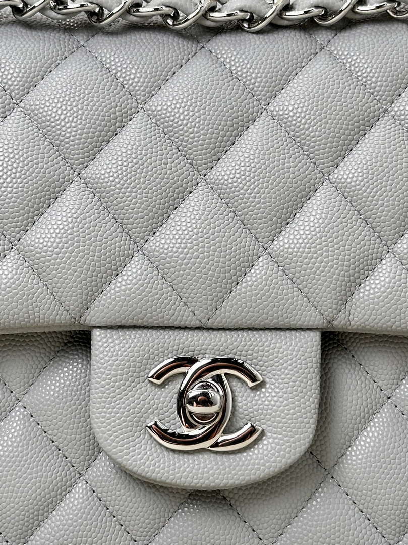 Chanel A01112 Flap Classic 11.12 Handbag Calfskin & Silver-Tone Metal Gray - Default Title - View 3