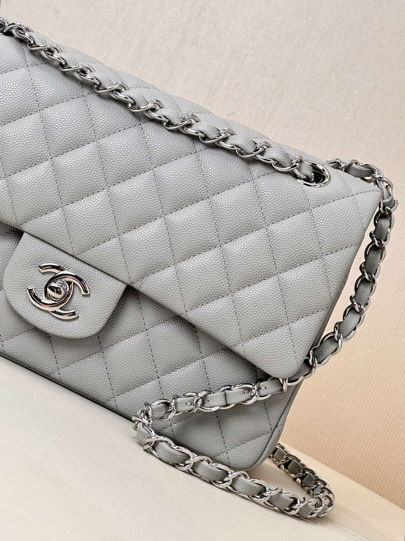 Chanel A01112 Flap Classic 11.12 Handbag Calfskin & Silver-Tone Metal Gray - Default Title - View 4