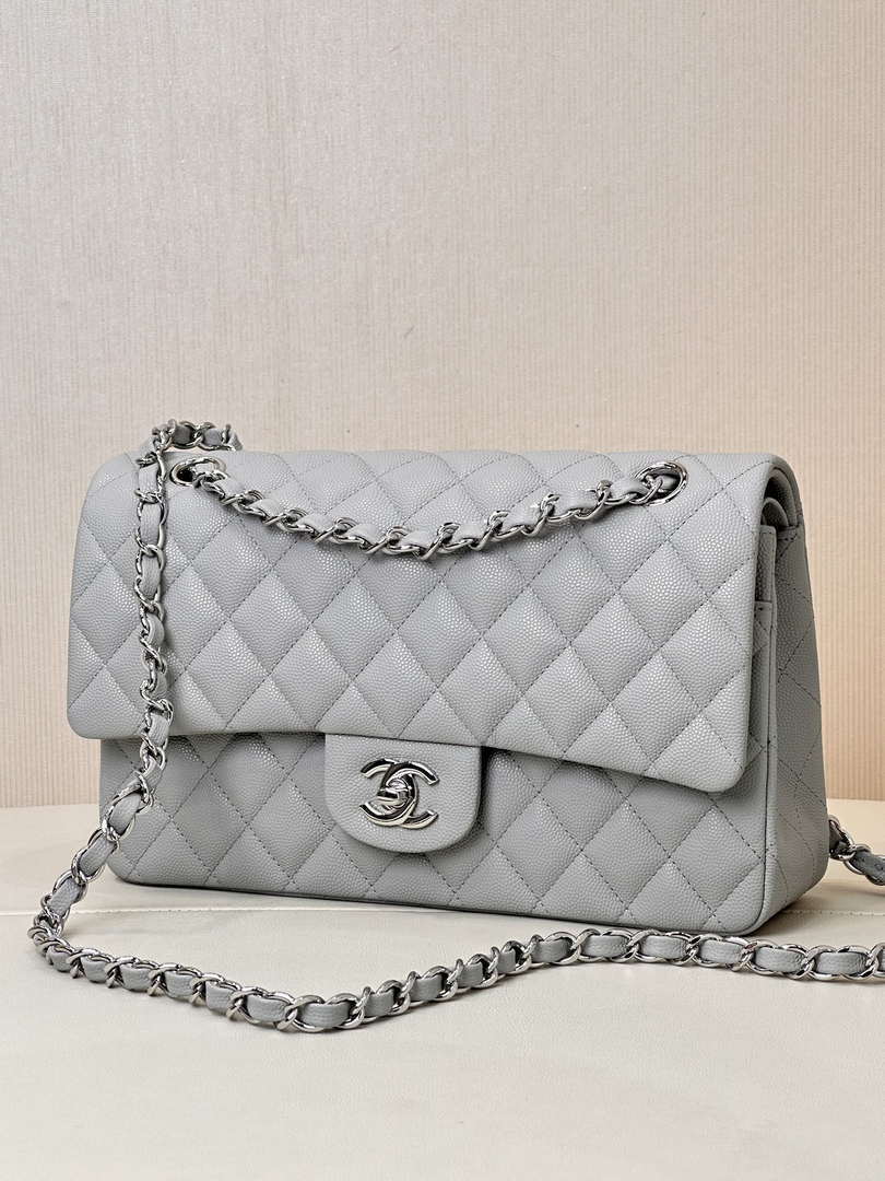Chanel A01112 Flap Classic 11.12 Handbag Calfskin & Silver-Tone Metal Gray