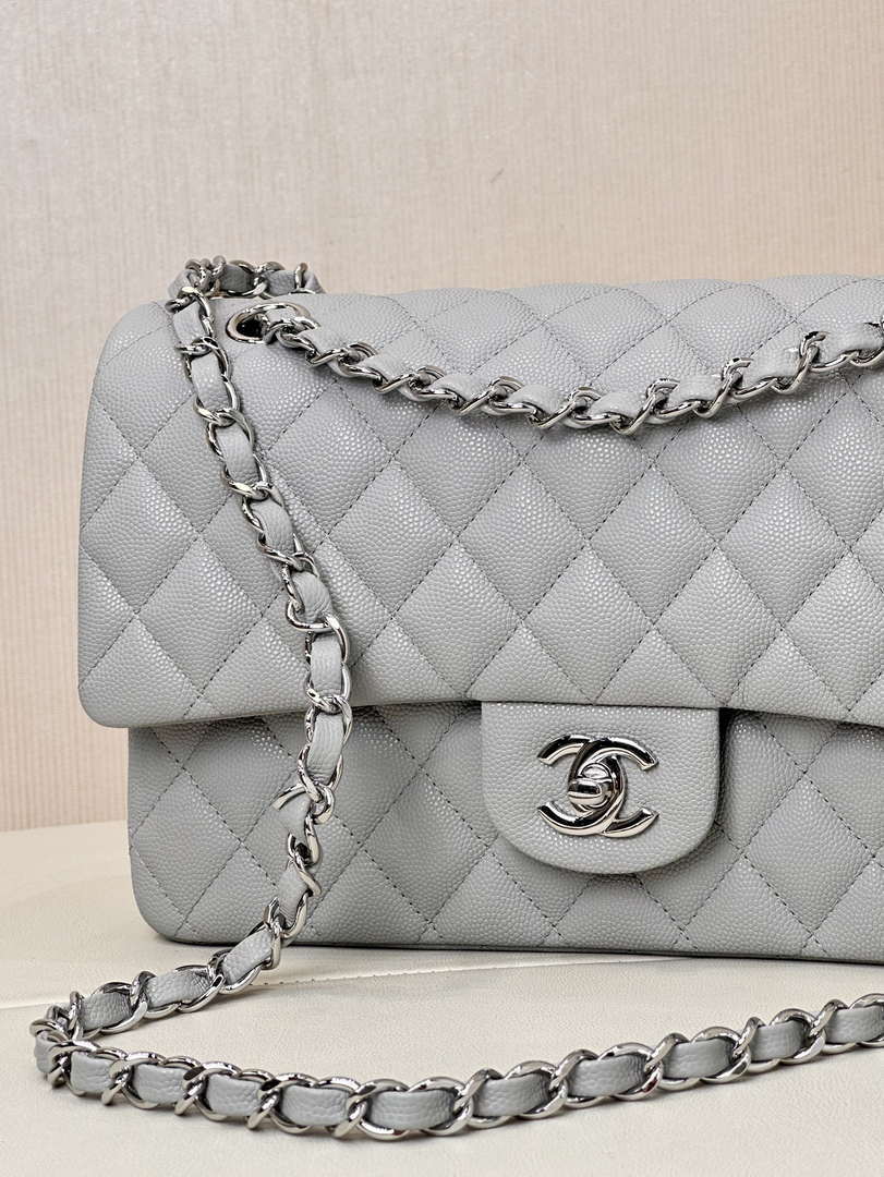 Chanel A01112 Flap Classic 11.12 Handbag Calfskin & Silver-Tone Metal Gray - Default Title - View 6