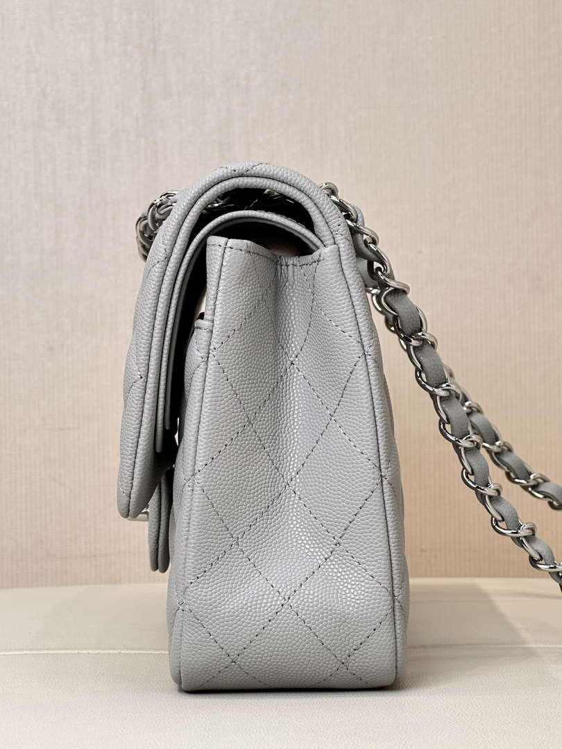 Chanel A01112 Flap Classic 11.12 Handbag Calfskin & Silver-Tone Metal Gray - Default Title - View 7