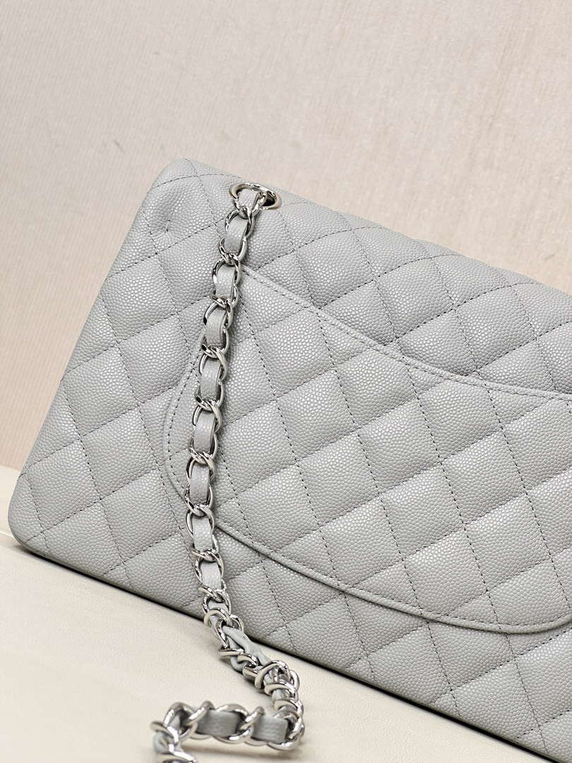 Chanel A01112 Flap Classic 11.12 Handbag Calfskin & Silver-Tone Metal Gray - Default Title - View 9