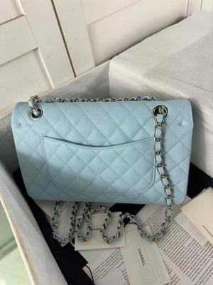 Chanel A01112 Flap Classic 11.12 Handbag Calfskin & Silver-Tone Metal Lake Blue - Default Title - View 2