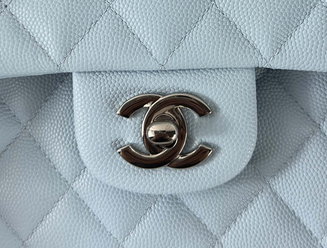 Chanel A01112 Flap Classic 11.12 Handbag Calfskin & Silver-Tone Metal Lake Blue