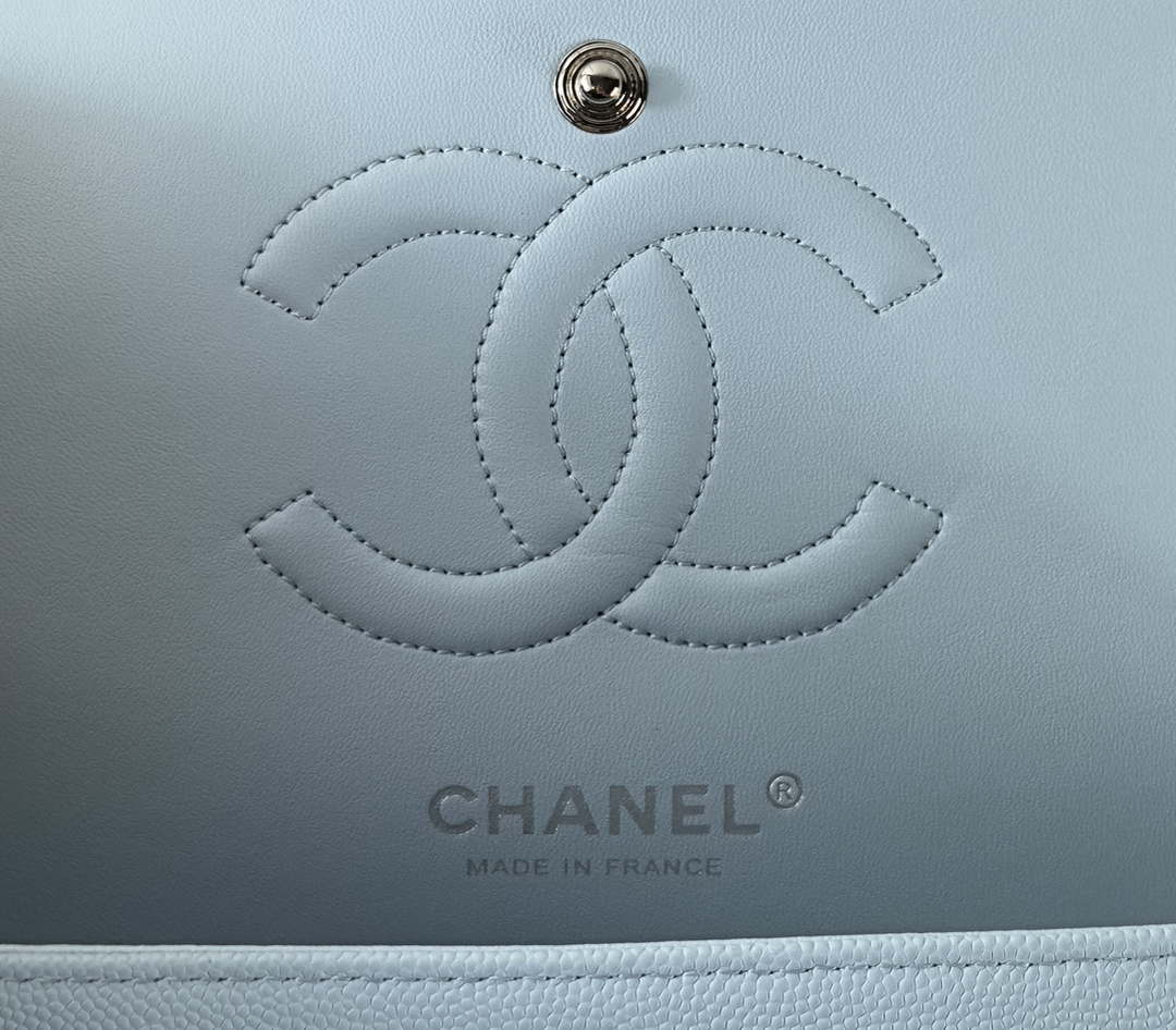 Chanel A01112 Flap Classic 11.12 Handbag Calfskin & Silver-Tone Metal Lake Blue - Default Title - View 8