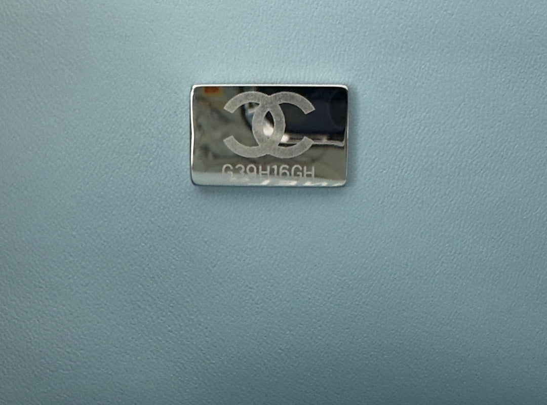 Chanel A01112 Flap Classic 11.12 Handbag Calfskin & Silver-Tone Metal Lake Blue