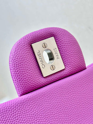 Chanel A01112 Flap Classic 11.12 Handbag Calfskin Silver Tone Metal Purple - Default Title - View 3