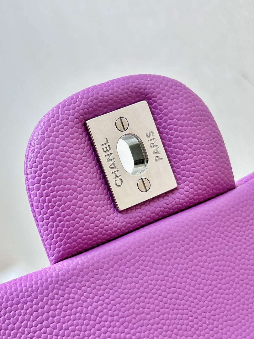 Chanel A01112 Flap Classic 11.12 Handbag Calfskin Silver Tone Metal Purple - Default Title - View 3