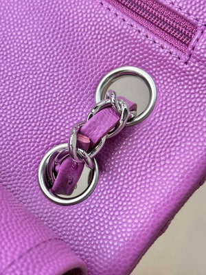 Chanel A01112 Flap Classic 11.12 Handbag Calfskin Silver Tone Metal Purple - Default Title - View 6