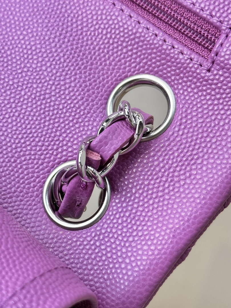 Chanel A01112 Flap Classic 11.12 Handbag Calfskin Silver Tone Metal Purple