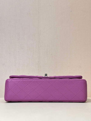 Chanel A01112 Flap Classic 11.12 Handbag Calfskin Silver Tone Metal Purple - Default Title - View 15