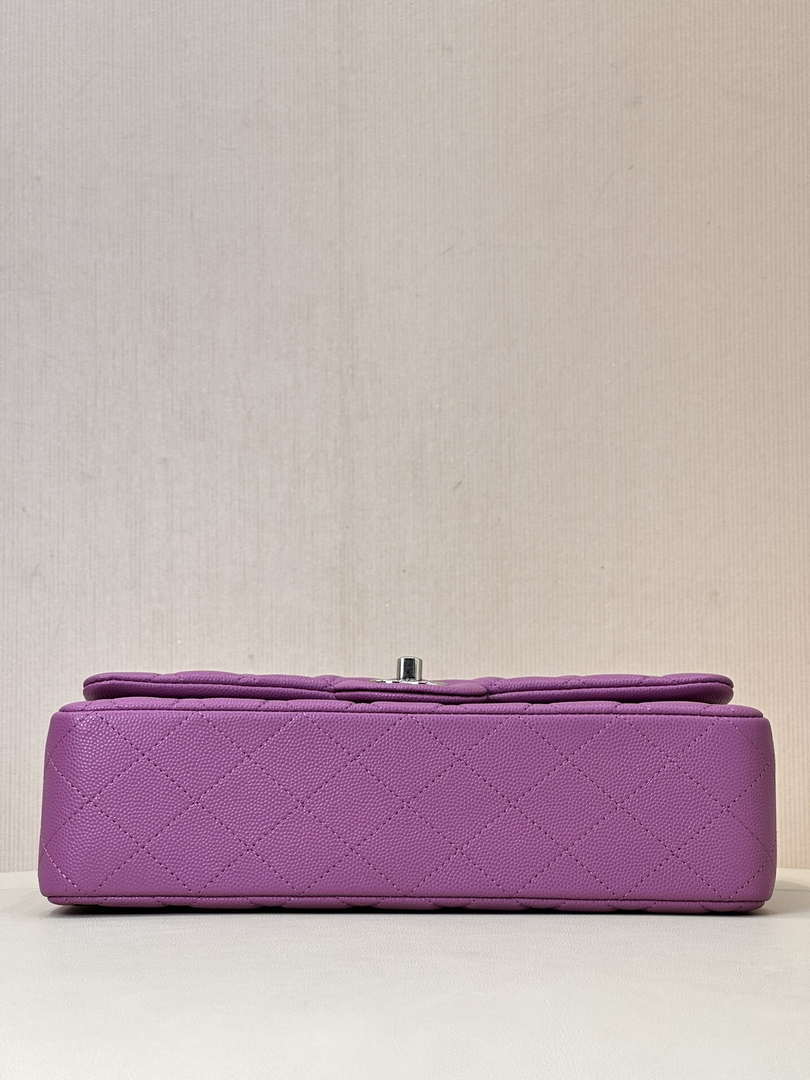Chanel A01112 Flap Classic 11.12 Handbag Calfskin Silver Tone Metal Purple - Default Title - View 15