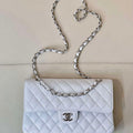 Chanel A01112 Flap Classic 11.12 Handbag Calfskin Silver Tone Metal White - Default Title - View 1