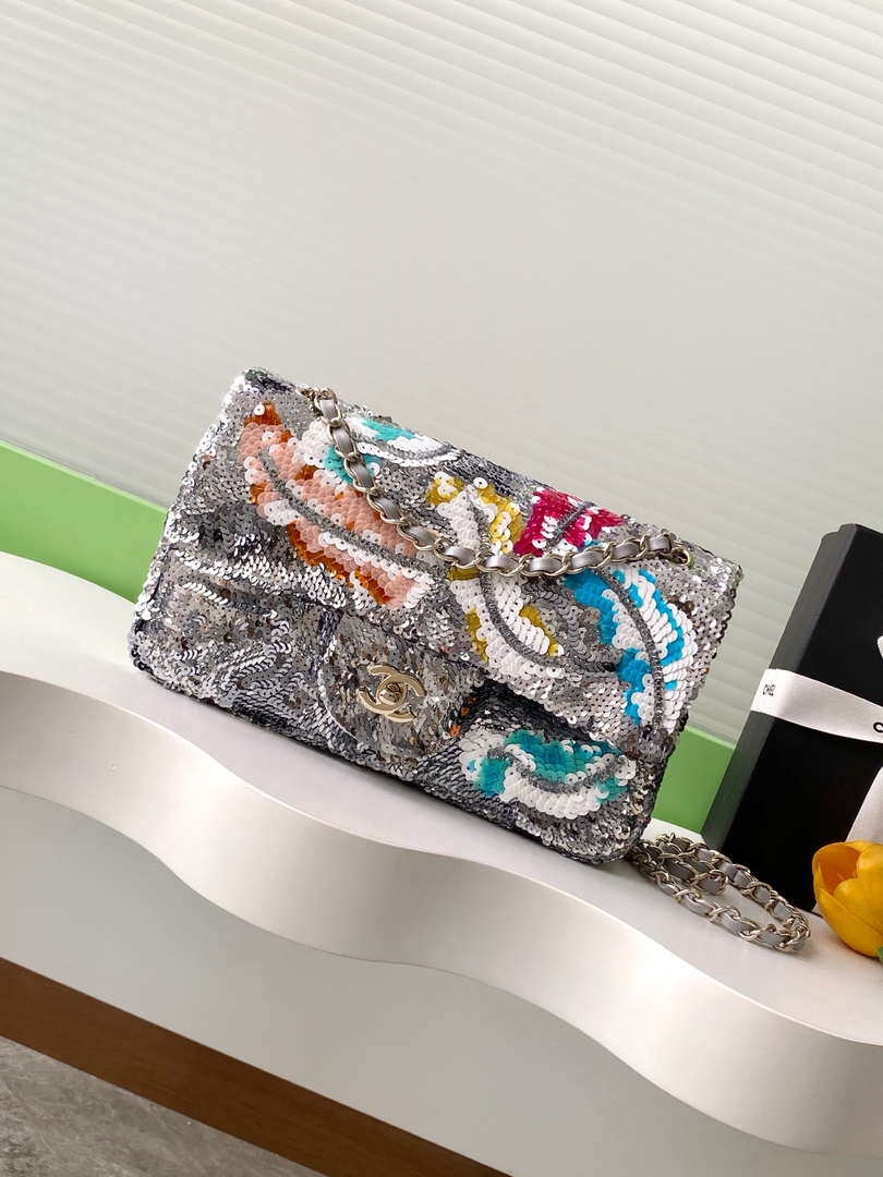 Chanel A01112 Flap Classic 11.12 Handbag Colorful sequin beads - Default Title - View 1