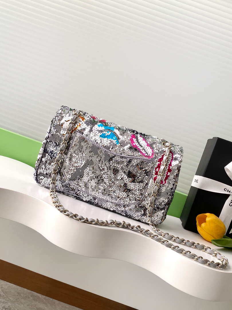 Chanel A01112 Flap Classic 11.12 Handbag Colorful sequin beads - Default Title - View 3