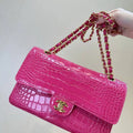 Chanel A01112 Flap Classic 11.12 Handbag  Crocodile Embossed Calfskin Pink