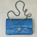 Chanel A01112 Flap Classic 11.12 Handbag  Crocodile Embossed Calfskin Blue