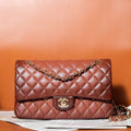Chanel A01112 Flap Classic 11.12 Handbag Gradient Lambskin & Gold-Tone Metal Brown - Default Title - View 1