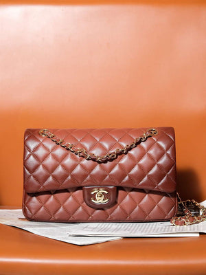 Chanel A01112 Flap Classic 11.12 Handbag Gradient Lambskin & Gold-Tone Metal Brown - Default Title - View 1