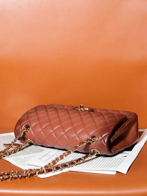 Chanel A01112 Flap Classic 11.12 Handbag Gradient Lambskin & Gold-Tone Metal Brown - Default Title - View 5