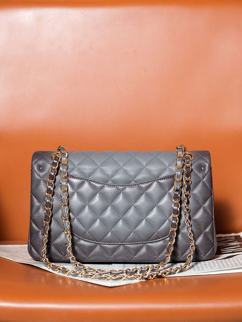 Chanel A01112 Flap Classic 11.12 Handbag Gradient Lambskin & Gold-Tone Metal Gray