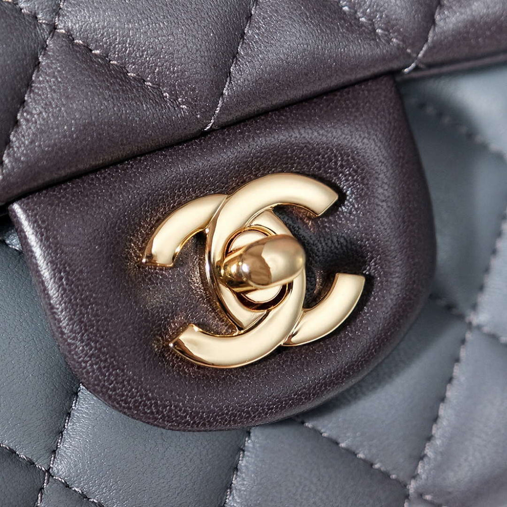 Chanel A01112 Flap Classic 11.12 Handbag Gradient Lambskin & Gold-Tone Metal Gray