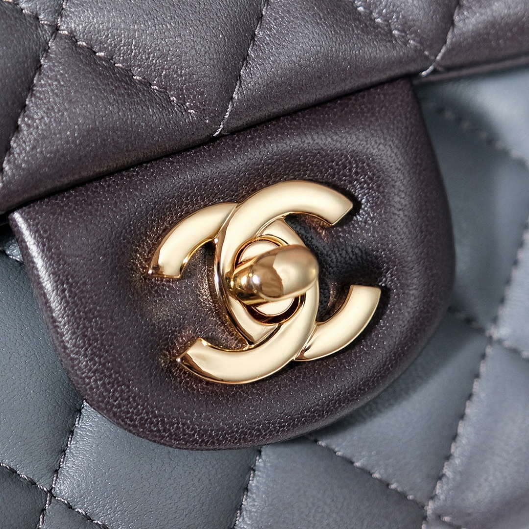 Chanel A01112 Flap Classic 11.12 Handbag Gradient Lambskin & Gold-Tone Metal Gray - Default Title - View 7
