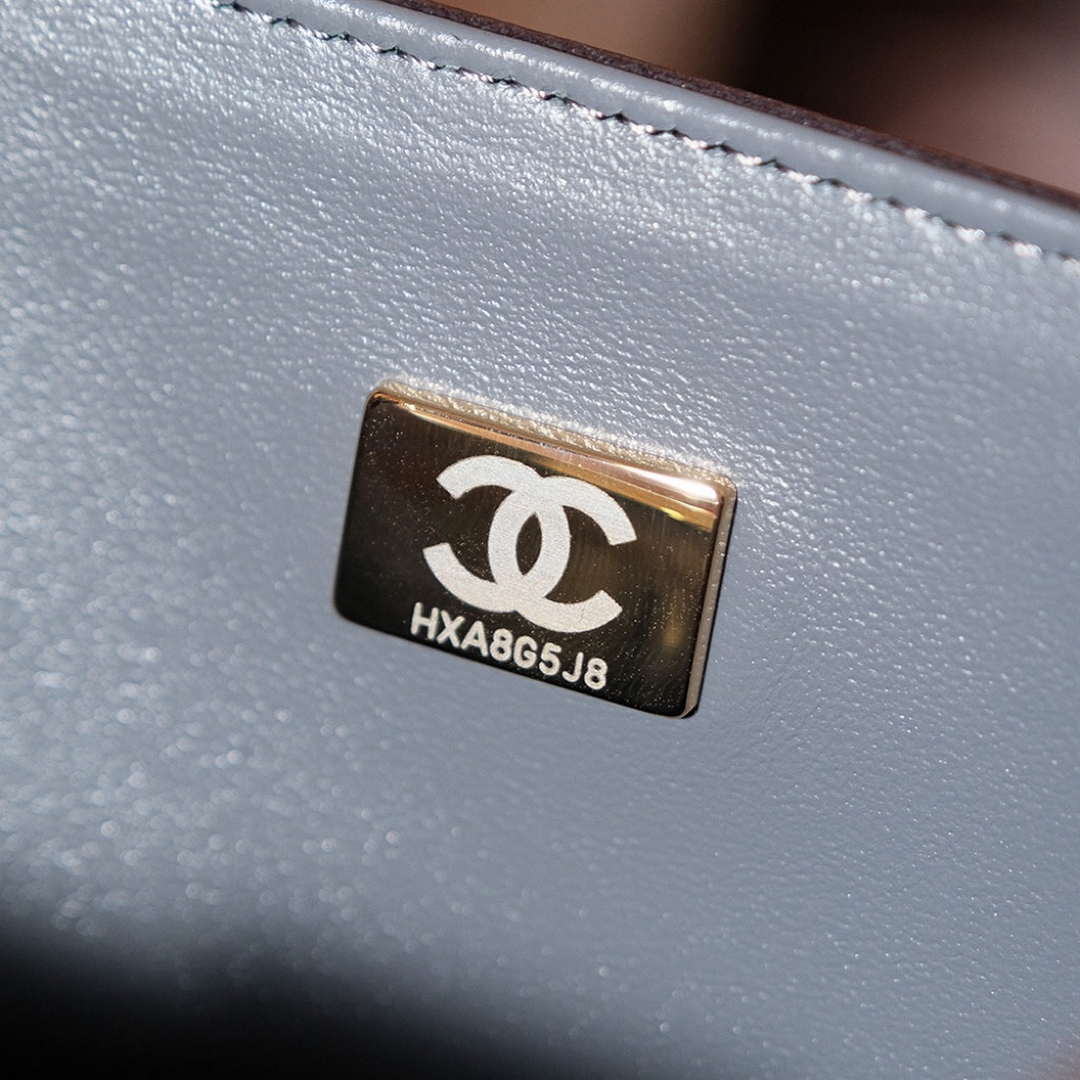 Chanel A01112 Flap Classic 11.12 Handbag Gradient Lambskin & Gold-Tone Metal Gray - Default Title - View 9
