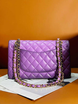 Chanel A01112 Flap Classic 11.12 Handbag Gradient Lambskin & Gold-Tone Metal Purple - Default Title - View 2