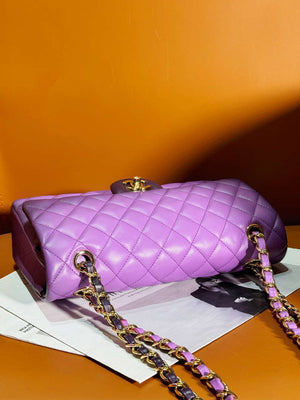 Chanel A01112 Flap Classic 11.12 Handbag Gradient Lambskin & Gold-Tone Metal Purple - Default Title - View 4