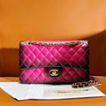 Chanel A01112 Flap Classic 11.12 Handbag Gradient Lambskin & Gold-Tone Metal Red - Default Title - View 1