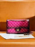 Chanel A01112 Flap Classic 11.12 Handbag Gradient Lambskin & Gold-Tone Metal Red
