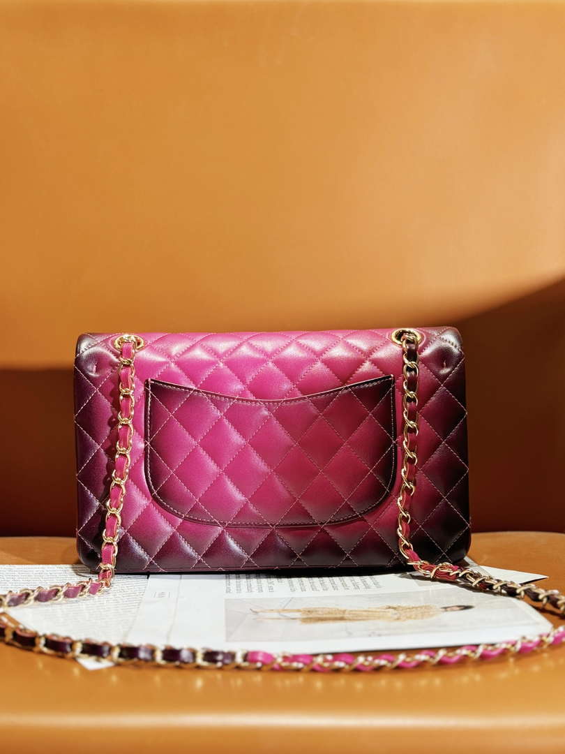 Chanel A01112 Flap Classic 11.12 Handbag Gradient Lambskin & Gold-Tone Metal Red