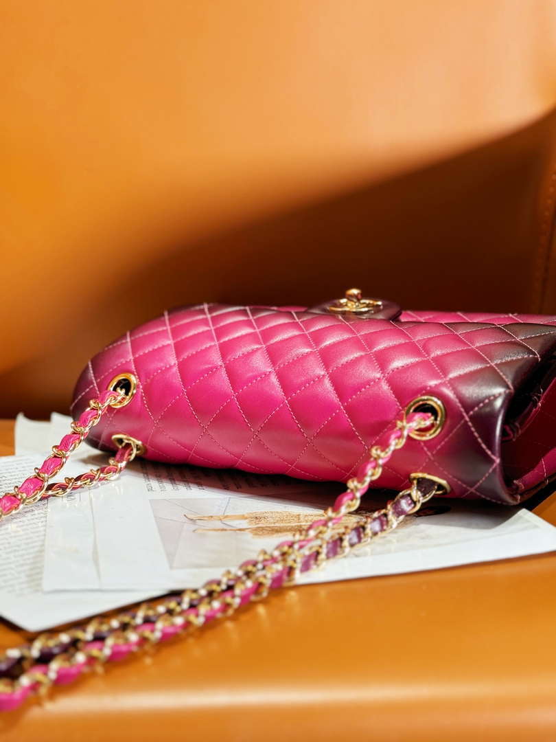 Chanel A01112 Flap Classic 11.12 Handbag Gradient Lambskin & Gold-Tone Metal Red