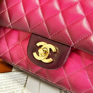 Chanel A01112 Flap Classic 11.12 Handbag Gradient Lambskin & Gold-Tone Metal Red - Default Title - View 7