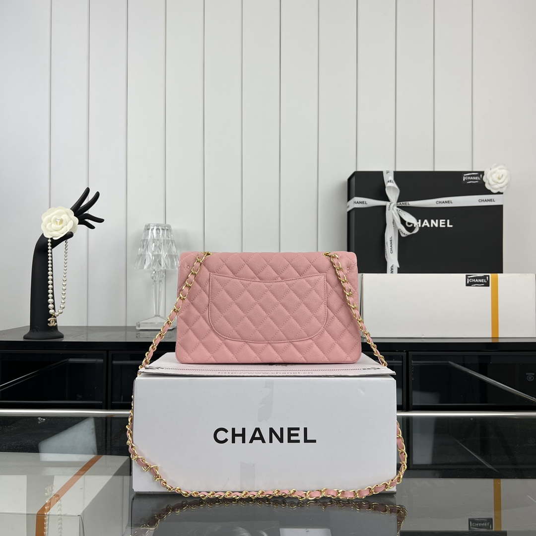 Chanel A01112 Flap Classic 11.12 Handbag Grained Calfskin & Gold-Tone Metal Pink - Default Title - View 2