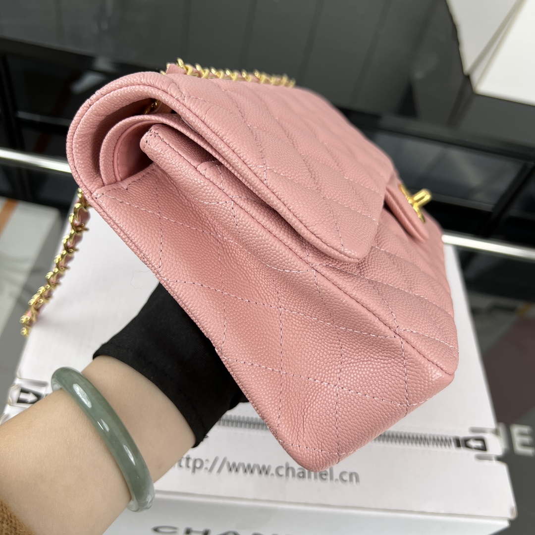 Chanel A01112 Flap Classic 11.12 Handbag Grained Calfskin & Gold-Tone Metal Pink - Default Title - View 4
