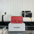 Chanel A01112 Flap Classic 11.12 Handbag Grained Calfskin & Gold-Tone Metal Red - Default Title - View 1