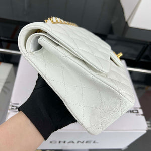 Chanel A01112 Flap Classic 11.12 Handbag Grained Calfskin & Gold-Tone Metal White - Default Title - View 4