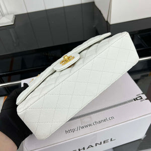 Chanel A01112 Flap Classic 11.12 Handbag Grained Calfskin & Gold-Tone Metal White - Default Title - View 5