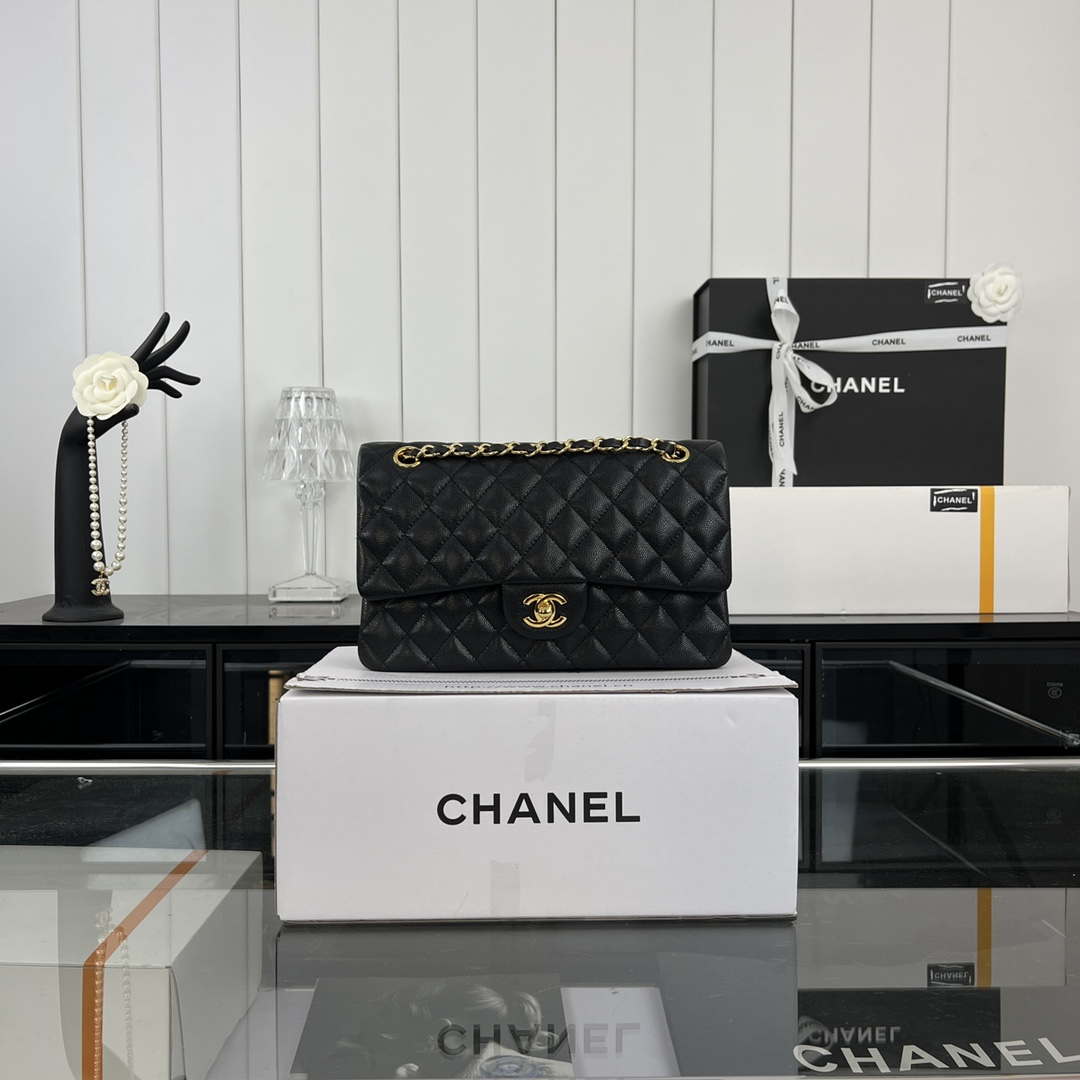 Chanel A01112 Flap Classic 11.12 Handbag Grained Calfskin & Gold-Tone Metal Black - Default Title - View 1