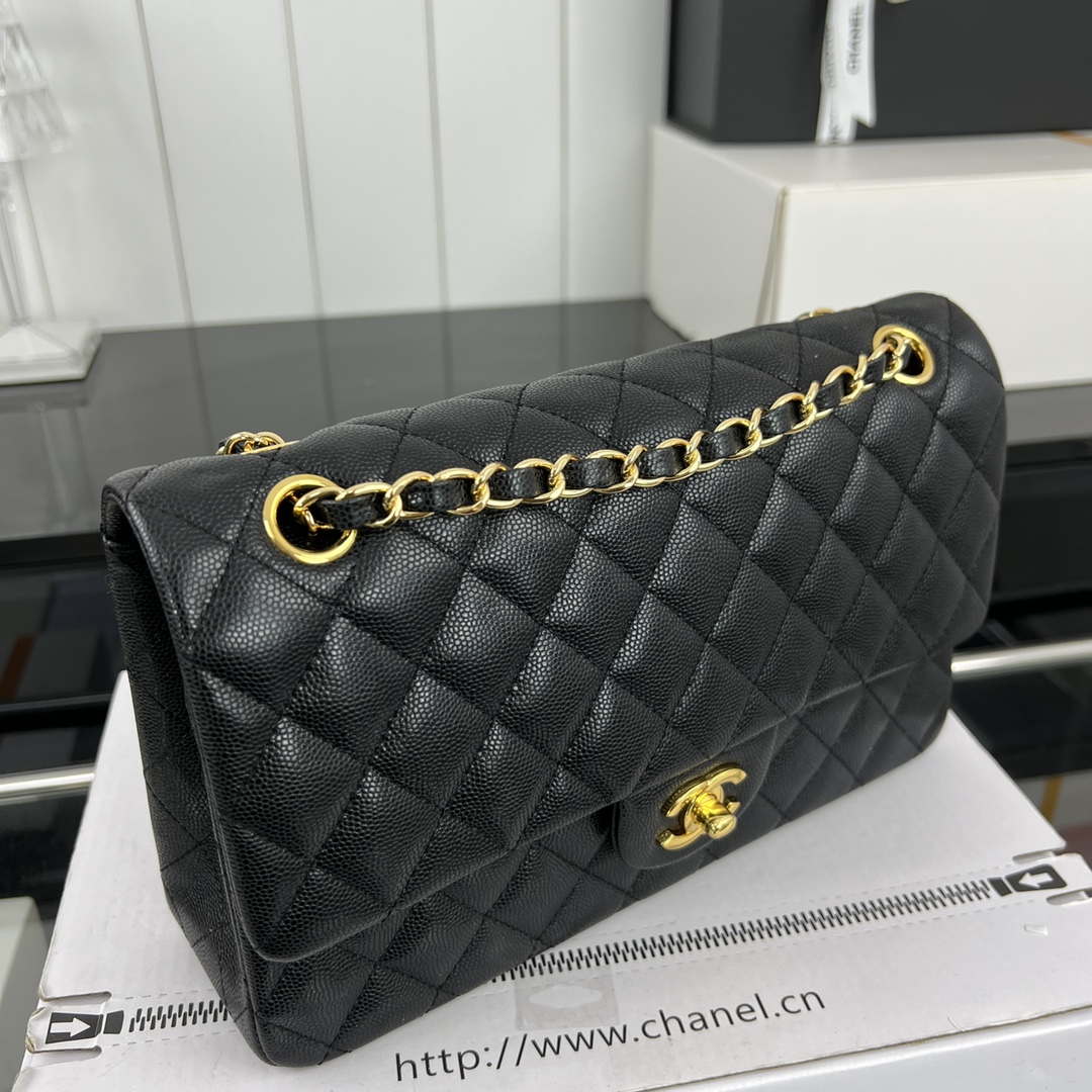 Chanel A01112 Flap Classic 11.12 Handbag Grained Calfskin & Gold-Tone Metal Black - Default Title - View 3