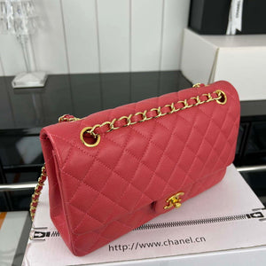Chanel A01112 Flap Classic 11.12 Handbag Grained Calfskin & Gold-Tone Metal Red - Default Title - View 3